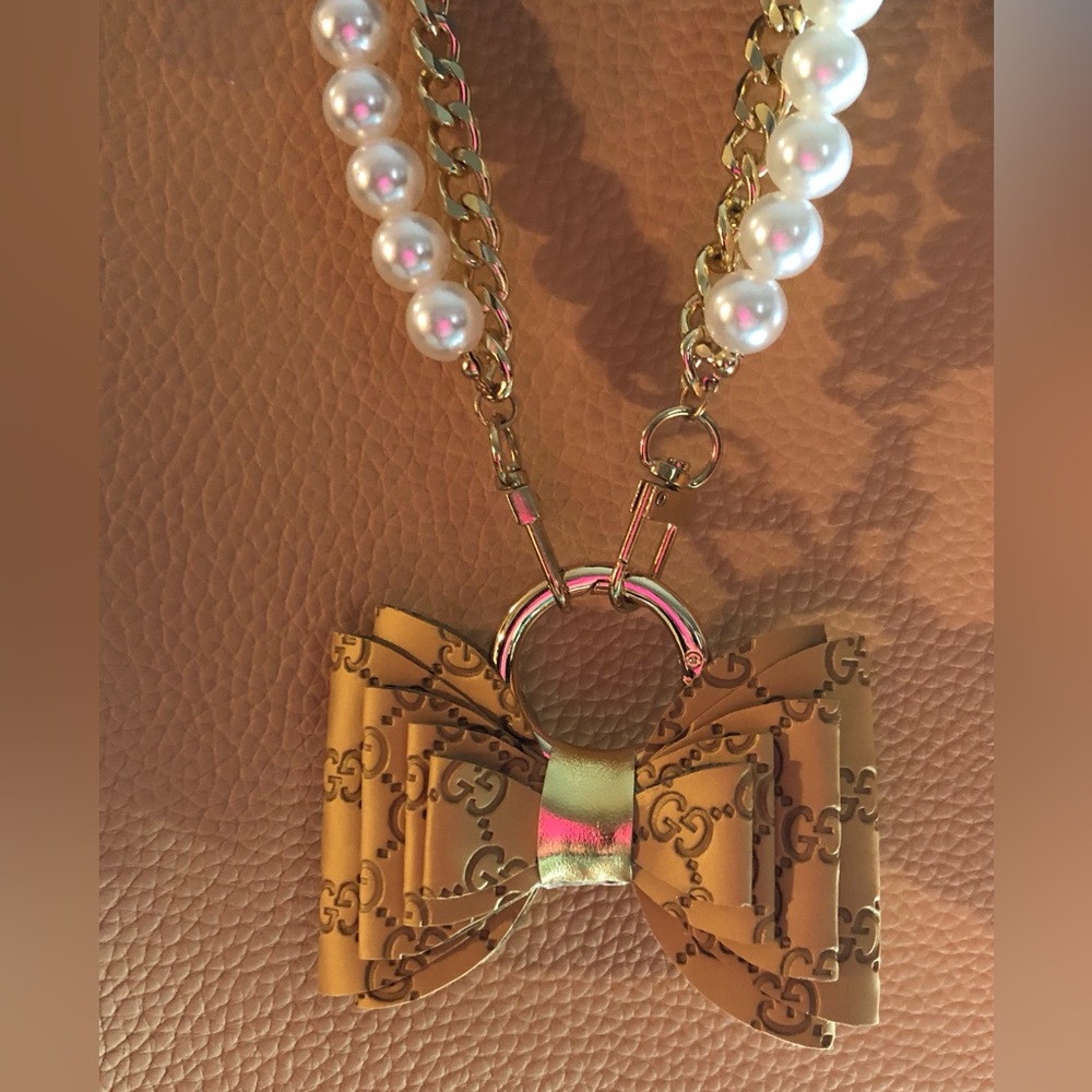 Large Layered Bow with pearled chain